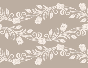 Vector seamless lacy floral border design