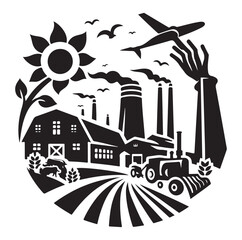 Obraz premium Farm animal logo design vector silhouette.