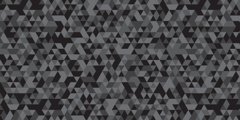 Abstract geometric black and gray background. modern mosaic and low polygon triangle texture wallpaper. Triangle shape retro wall grid pattern geometric ornament tile vector square element background.