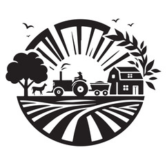 Farm animal logo design vector silhouette.