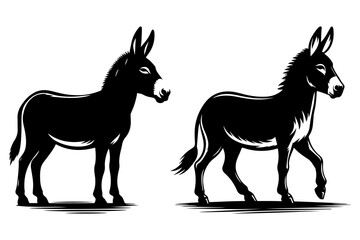 donkey silhouette vector illustration - Generative AI