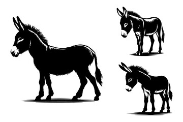 donkey silhouette vector illustration - Generative AI