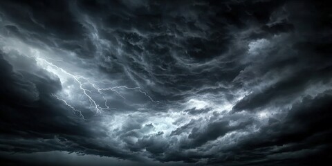 Fototapeta premium Dark Thunderstorm with Lightning and clouds