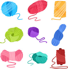 ball yarn set cartoon. thread string, woolen cotton, line roll ball yarn sign. isolated symbol vector illustration