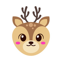 Animal deer cartoon, digital art illustration.
