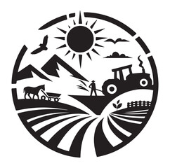 Fototapeta premium Farm animal logo design vector silhouette.