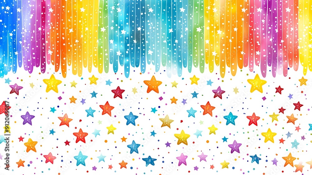 Aufkleber a colorful rainbow background with a white background and a bunch of stars. the stars are scattered 