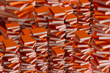 Background of stack of orange books