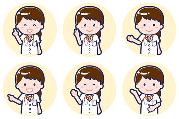 半袖の女性医師のポーズセット_03