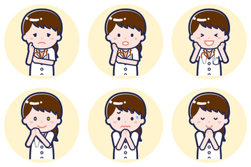 半袖の女性医師のポーズセット_04