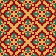 seamless pattern of tribal-inspired quatrefoil motifs