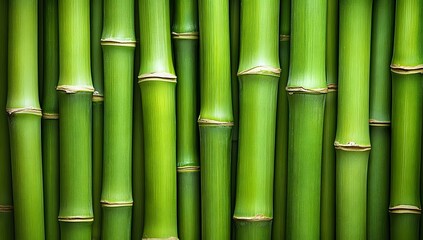 Obraz premium Green Bamboo Stalks: A Close-Up View of Nature's Beauty, Texture, and Pattern