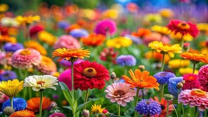 Vibrant field of colorful flowers, nature, outdoors, beauty, blooming, spring, summer, meadow, floral, garden, vibrant, fresh