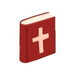 religion bible cartoon. catholic book, prayer hand, pray open religion bible sign. isolated symbol vector illustration