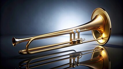 Obraz premium Trombone on background, musical instrument, brass,isolated, music, jazz, performance, band, shiny, silver, reflection, classic