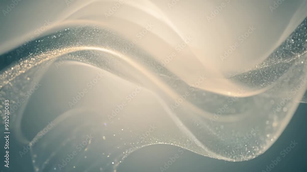 Poster swirling waves of light create a mesmerizing display with shimmering sparkles and gentle motion, evo