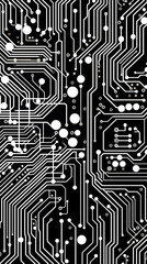 Digital technology black and white abstract geometric circuit graphic poster background