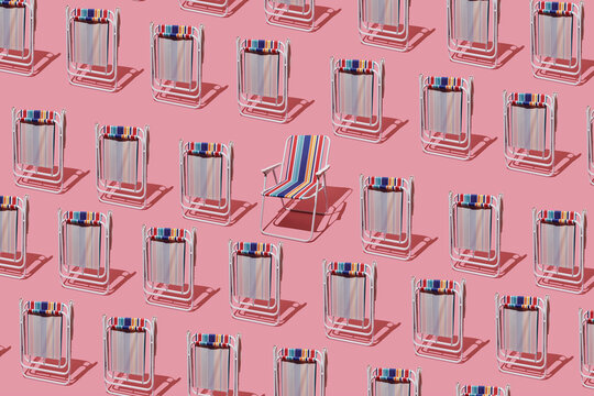 folded folding chairs and an outspread in the center