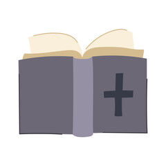 hand bible cartoon. pray open, worship gospel, christian salvation hand bible sign. isolated symbol vector illustration