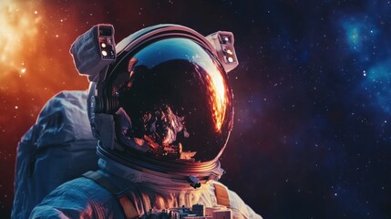 Astronaut Gazing at a Burning Planet in Space