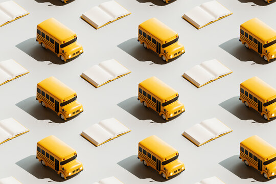 Pattern of School Buses and Books