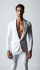 Fototapeta premium man in white plain background pictorial model shoot portrait