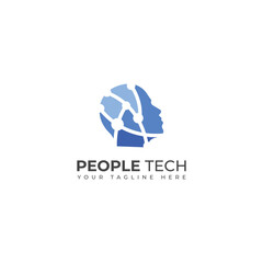 Creative People head tech, Brain tech logo design