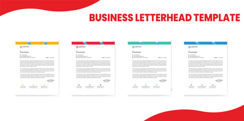 Business Letterhead template, Corporates letterhead, Creative, Minimalist, Branding, Company letterhead with 4 color variations