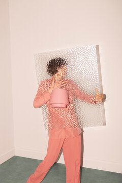 Creative Abstract Art Piece with Person and Bubble Wrap