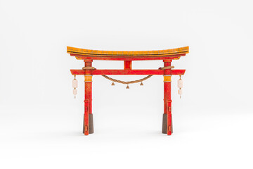 Torii gate with white background ; 3d Rendering