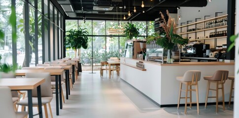 Experience a modern neighborhood cafe with a study-friendly vibe