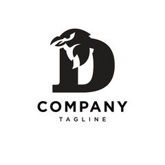 Fototapeta premium Letter D Raven Logo Icon Vector