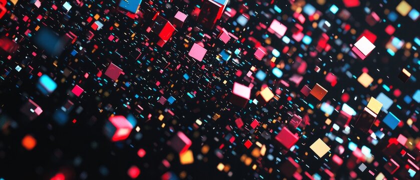 overlay of diagonal pixel sorting, on black background, Generative AI