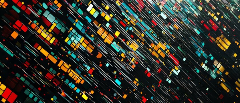 overlay of diagonal pixel sorting, on black background, Generative AI