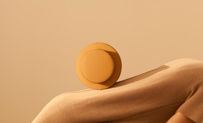 Minimalist Brown Round Bag With Warm Beige Background