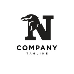 Letter N Raven Logo Icon Vector