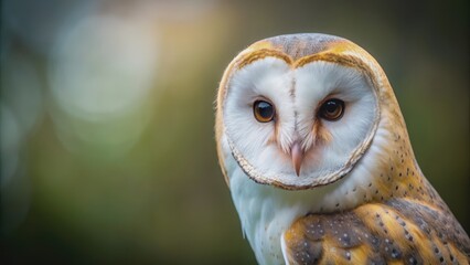 Close up view of a common barn owl (Tyto alba) in high resolution, owl, bird, wildlife, nature, close up, detailed, feathers