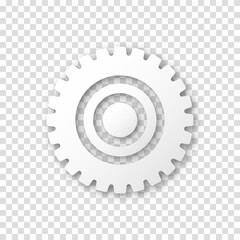 Gear icon, flat design. Machine sprocket gear icon. Realistic vector cogwheel sign symbol on a transparent background.