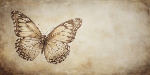 Fototapeta premium Timeless butterfly sketch in vintage style , vintage, retro, drawing,insect, wings, antique, timeless, traditional