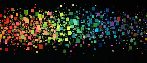 overlay of pixel sorting with contrast, on black background, Generative AI