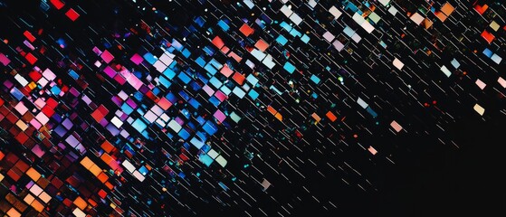 overlay of pixel sorting with contrast, on black background, Generative AI