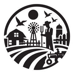 Fototapeta premium Farm animal logo design vector silhouette.