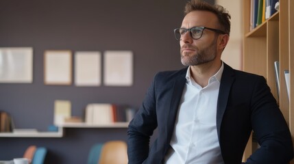 Fototapeta premium portrait of successful senior businessman consultant looking at camera and smiling inside modern office building