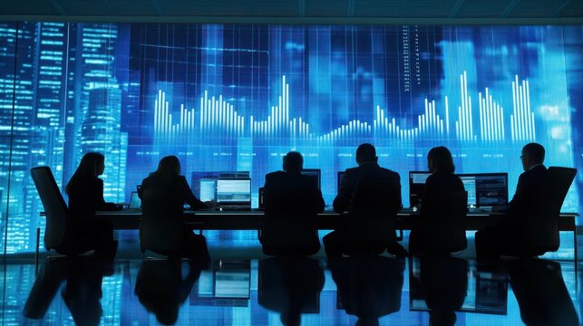 Brainstorming session on bullish market trends, a dynamic concept of financial analysis and strategy