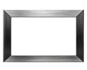 Dark metallic rectangular blank frame with transparent background clipart isolate for designs