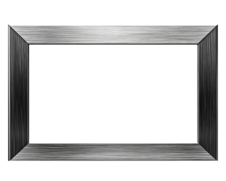 Dark metallic rectangular blank frame with transparent background clipart isolate for designs