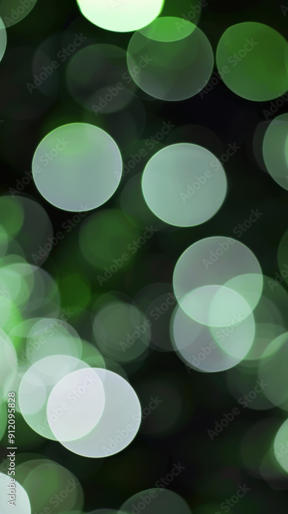 Poster green bokeh, circular pattern around the edge, bright and airy.