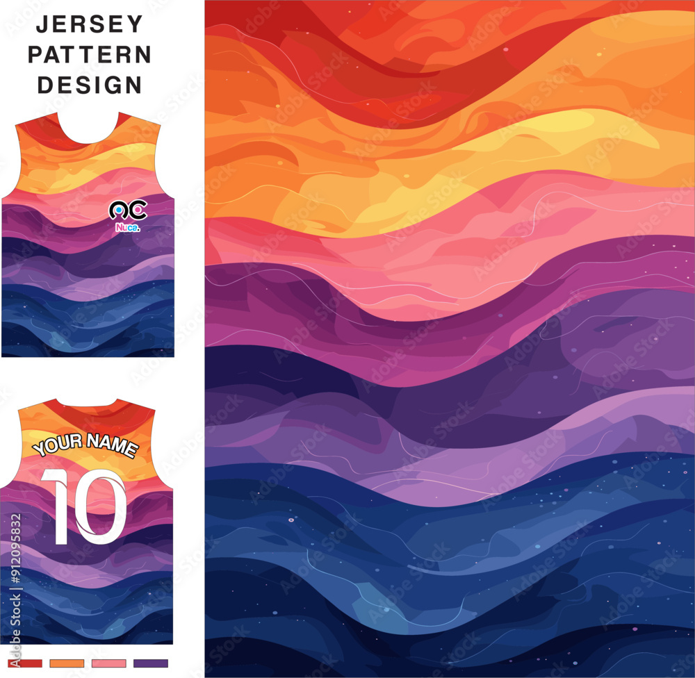 Sticker Abstract waves concept vector jersey pattern template for printing or sublimation sports uniforms football volleyball basketball e-sports cycling and fishing Free Vector.