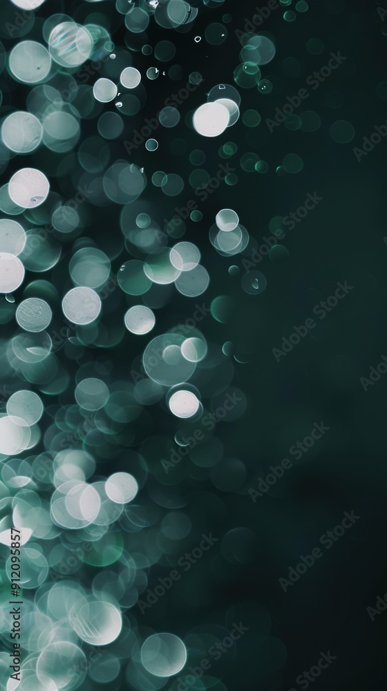 Poster green bokeh, circular pattern around the edge, bright and airy.