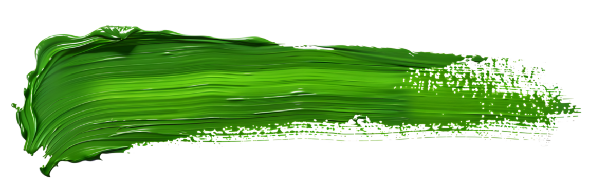 Green stroke of paint isolated on transparent background